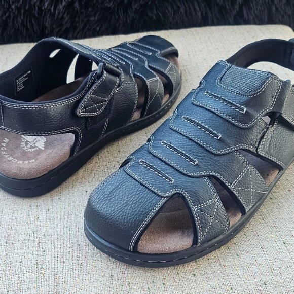 Dockers Men Sandal Dark Brown Faux Leather Upper Man Made Size 14W - Picture 1 of 11